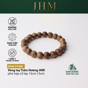 Vòng tay phong thủy Trầm Hương tròn đơn JHM 8mm 21 hạt