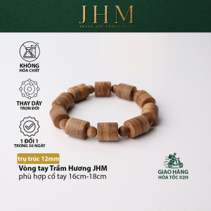 Vòng tay phong thủy Trầm Hương trụ trúc JHM 12mm mang lại may mắn tài lộc