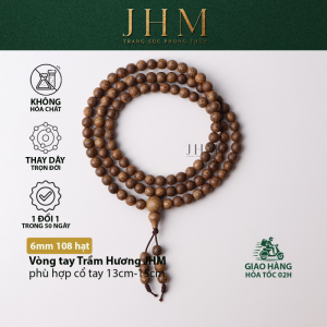 Vòng tay Trầm Hương tự nhiên Phong Thủy JHM 6mm 108 hạt