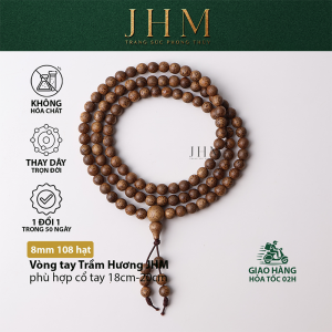 Vòng tay Trầm Hương tự nhiên Phong Thủy JHM 8mm 108 hạt