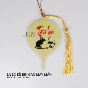 Lá bồ đề Tài Lộc Bình An JHM phong thủy mang lại may mắn cho tuổi Tý, làm móc khóa, trang trí ốp lưng, treo xe ô tô