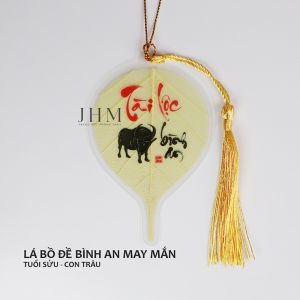 Lá bồ đề Tài Lộc Bình An JHM phong thủy mang lại may mắn cho tuổi Sửu, làm móc khóa, trang trí ốp lưng, treo xe ô tô