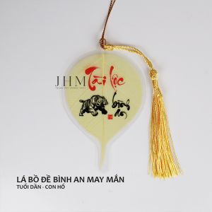 Lá bồ đề Tài Lộc Bình An JHM phong thủy mang lại may mắn cho tuổi Dần, làm móc khóa, trang trí ốp lưng, treo xe ô tô