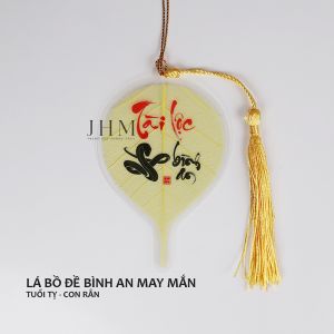 Lá bồ đề Tài Lộc Bình An JHM phong thủy mang lại may mắn cho tuổi Tỵ, làm móc khóa, trang trí ốp lưng, treo xe ô tô