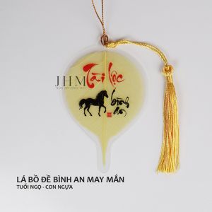 Lá bồ đề Tài Lộc Bình An JHM phong thủy mang lại may mắn cho tuổi Ngọ, làm móc khóa, trang trí ốp lưng, treo xe ô tô