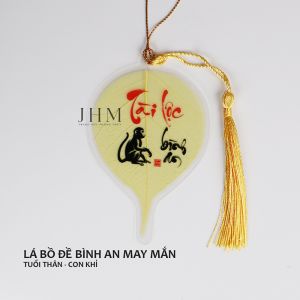Lá bồ đề Tài Lộc Bình An JHM phong thủy mang lại may mắn cho tuổi Thân, làm móc khóa, trang trí ốp lưng, treo xe