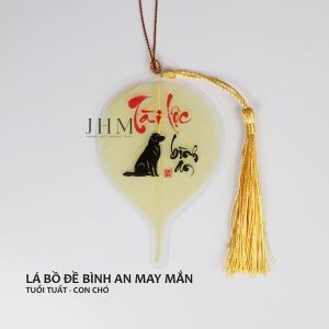 Lá bồ đề Tài Lộc Bình An JHM phong thủy mang lại may mắn cho tuổi Tuất, làm móc khóa, trang trí ốp lưng, treo xe ô tô