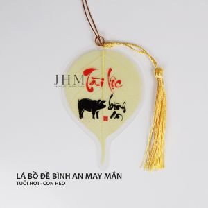 Lá bồ đề Tài Lộc Bình An JHM phong thủy mang lại may mắn cho tuổi Hợi, làm móc khóa, trang trí ốp lưng, treo xe ô tô