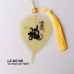 Lá bồ đề Thư Pháp ĐỨC JHM phong thủy mang lại may mắn, làm móc khóa, trang trí ốp lưng, treo xe ô tô